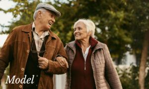 Smiling Older Couple Arm in Arm Outdoors